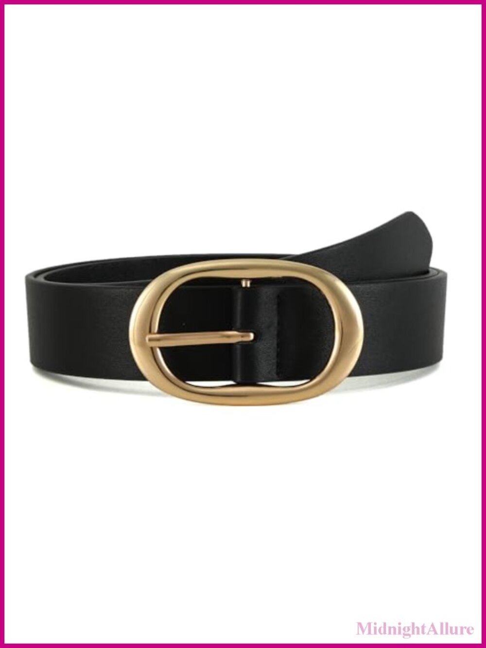 Faux Leather Women's Waist Belt Oval Buckle Adjustable